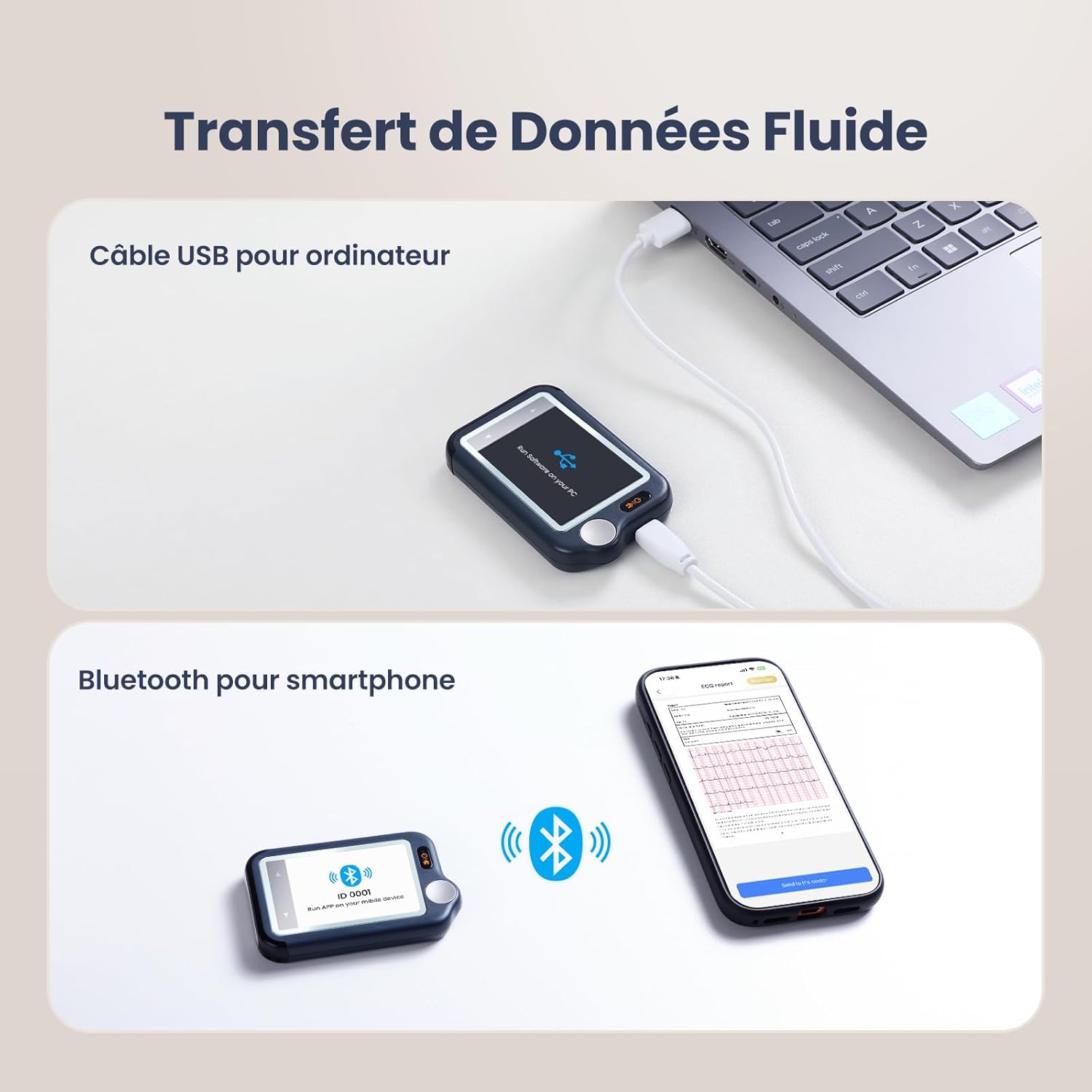 CheckMe EKG-Gerät für Zuhause, 30s/60s/5min Bluetooth-EKG-Monitor mit EKG-Analysebericht, kompatibel mit iOS & Android, Mac & Windows, Multi-User-Datenverwaltung – Bild 10