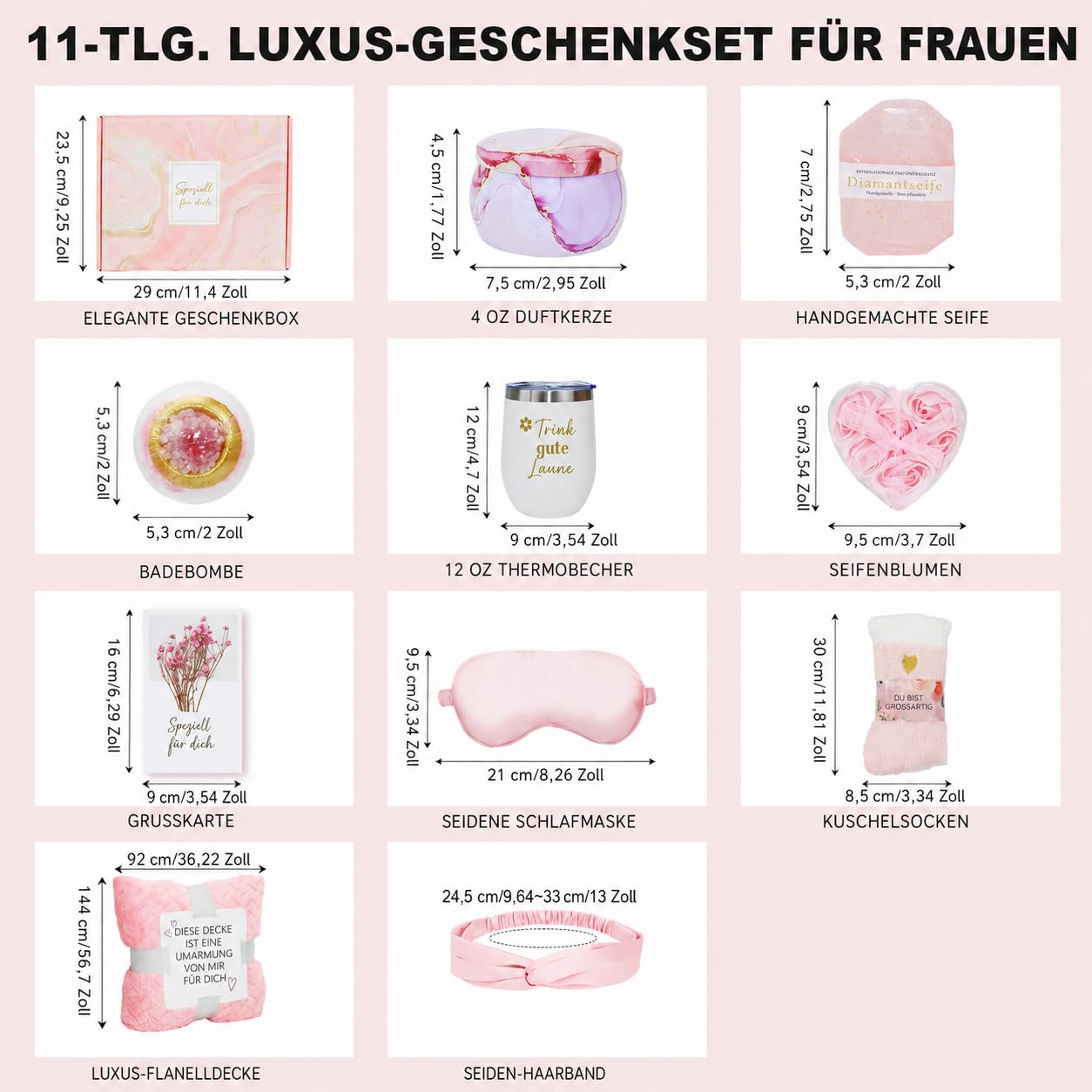 11-teiliges Wellness-Geschenkset für Frauen, rosa Geburtstagsgeschenkbox für Freund, Gute Besserung-Geschenkkorb für Mama, Mutter, Schwester, Valentinstag, Freundin, Freundin, Ehefrau, Mädchen – Bild 2