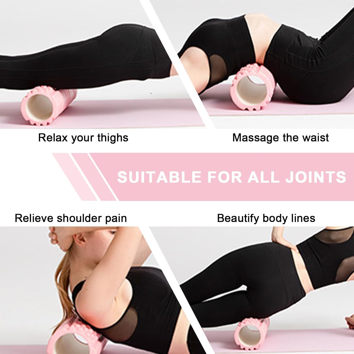 Pilates-Roller mit Yoga-Säule – Faszienrolle aus rosa Schaumstoff für optimale Muskelkraft, Fitness und Faszienmassage – multifunktionaler Sportroller für Zuhause und Fitnessstudio – Bild 5