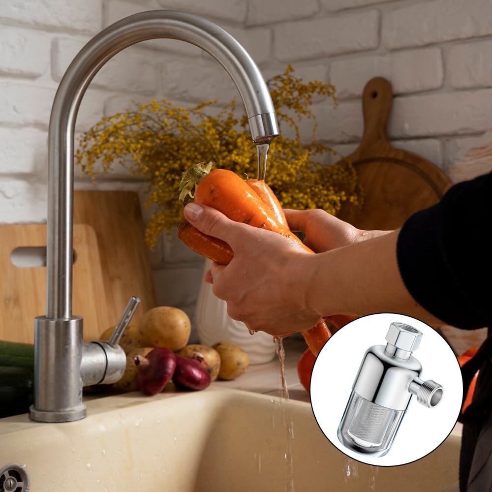 2 Stück Wasserfilter Dusche 1/2 Zoll Wassersystem Vorfilter Warmwasserbereiter Filter Dusche Kalkfilter mit 40μm Edelstahl-Filterelement Wasserfilter für Waschmaschine Wasserhahn Toiletten – Bild 7