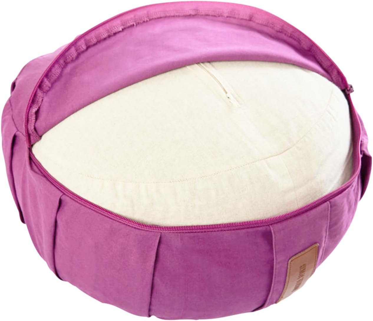 GORILLA SPORTS® Yogakissen – rund, waschbarer Bezug, 100 % Baumwolle, Dinkelspelzfüllung, Sitzhöhe 18 cm, Durchmesser 30 cm, mit Griff, Farbe wählbar – Meditationskissen, Sitzkissen, Yoga-Bolster – Bild 8