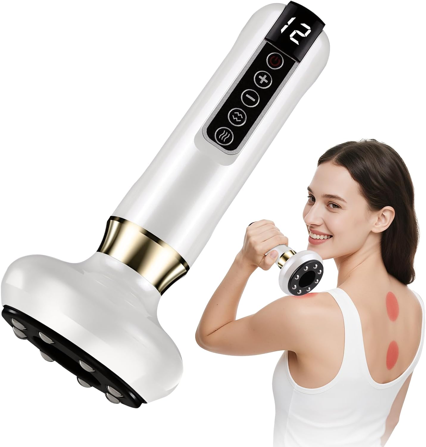 Elektrisches Cellulite-Massagegerät, 12 Saugstufen und Wärme, Anti-Cellulite und Straffung, tragbar und USB-C-Aufladung, elektrisches Schröpfgerät für Bauch, Taille, Arme und Beine