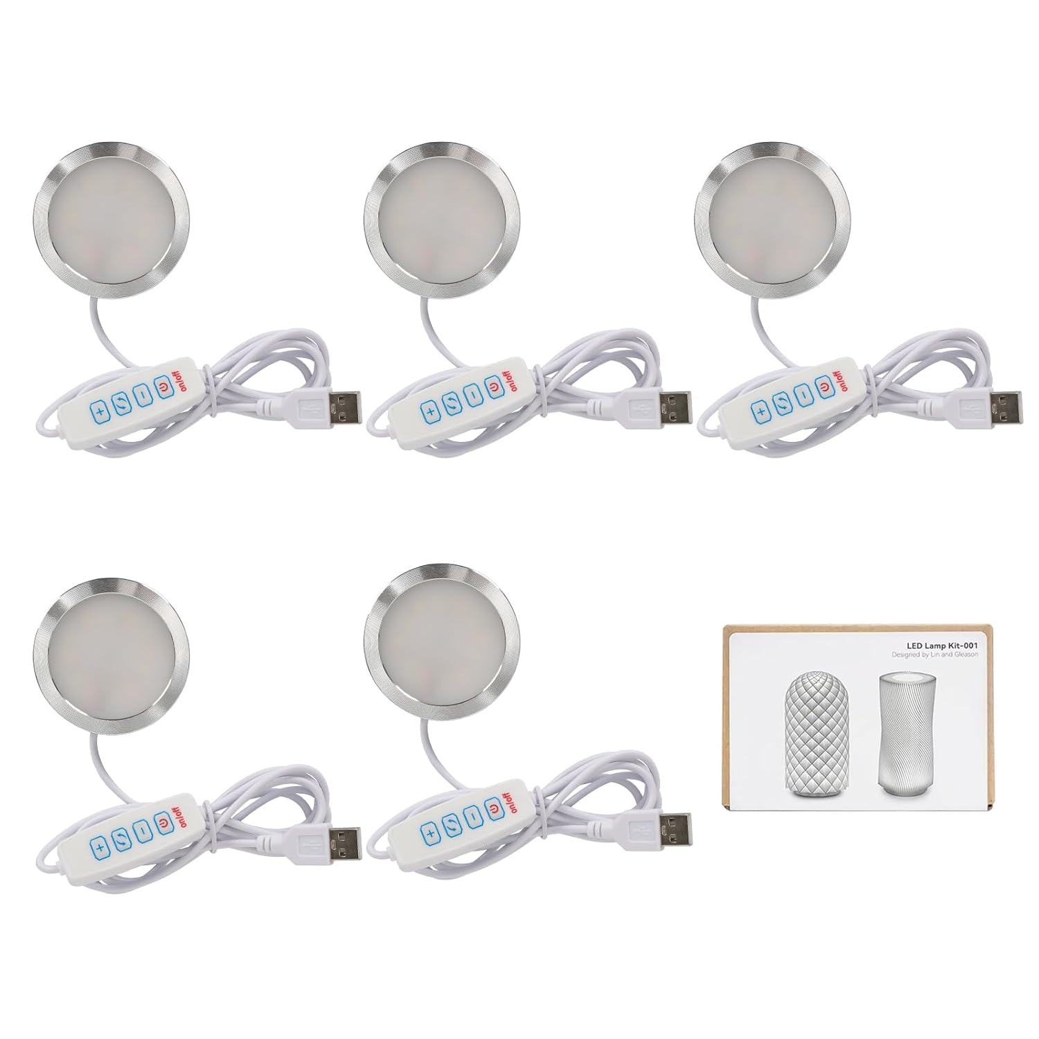 5-teiliges LED-Lampen-Set 001 Drei Farben für Bambu Lab H2D/X1/P1P/A1 Mini Makerworld für Anycubic Makeronline 3D-Drucker Licht DIY Hardware Modell Ersatzteile 5 V USB-betrieben