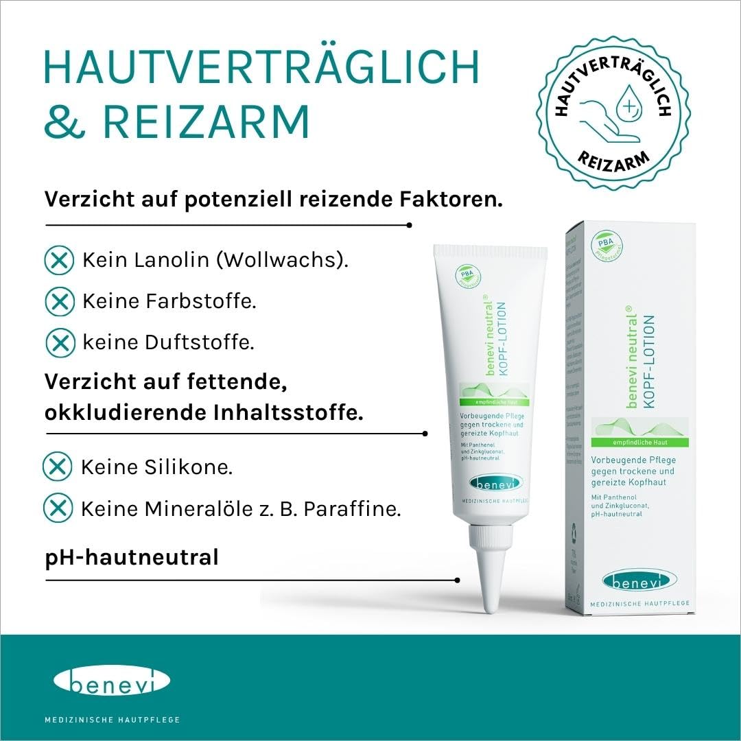 benevi Neutral Head Lotion 50 ml – Feuchtigkeitscreme für trockene, juckende, schuppige, gerötete Kopfhaut – Bild 7