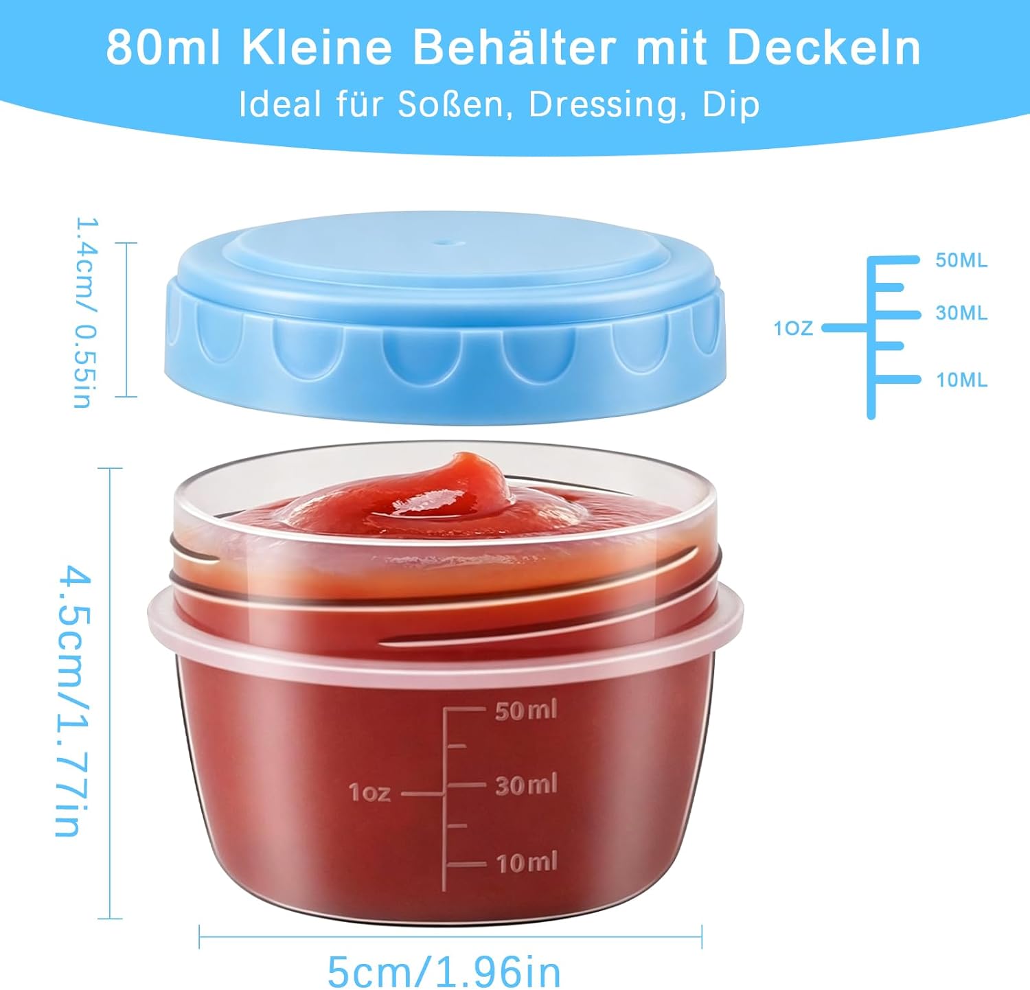 NONETO 18 Stück Gefrierdosen Set BPA-frei, 80ml Auslaufsichere Frischhaltedosen mit Deckel, Stapelbare Vorratsdosen für Kühlschrank & Gefrierfach,Mikrowellen-&Spülmaschinengeeignet,Meal Prep Behälter – Bild 2