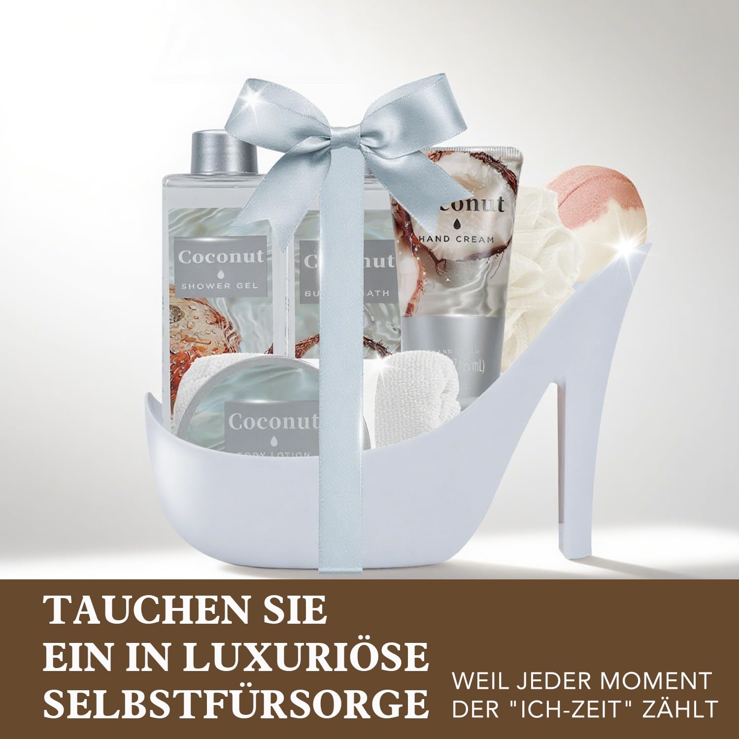 SPA LUXETIQUE Bade-Geschenkset für Damen – 8-teiliges Bade-Geschenkset mit Kokosnuss-Duft, Geburtstagsgeschenk, Wellness-Set für Frauen mit Duschgel, Schaumbad, Körperlotion, Geschenkset zum Muttertag, Geschenke für Sie, Frauen, Mutter – Bild 7