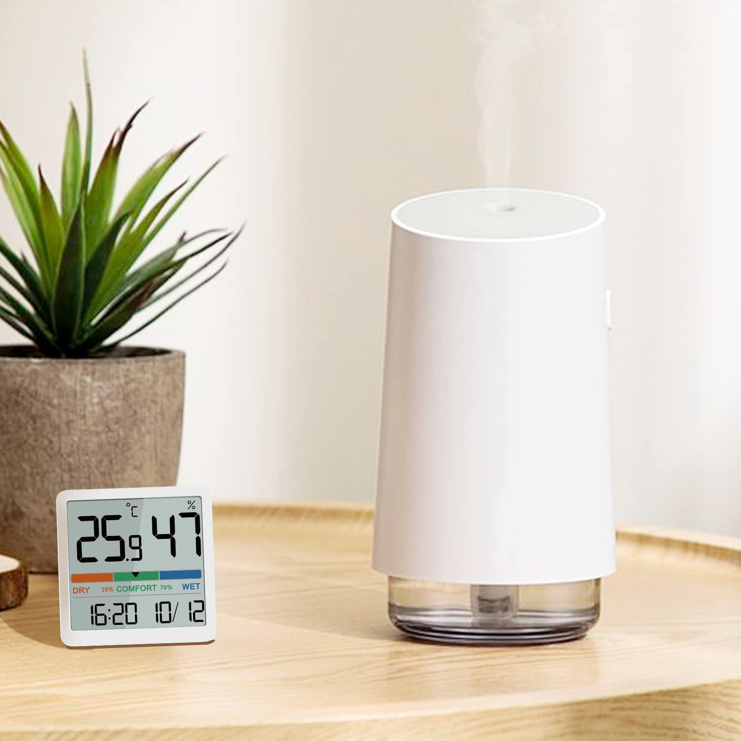 Noklead Digitales Thermo-Hygrometer, tragbares Innenthermometer-Hygrometer mit hoher Genauigkeit, Temperatur- und Luftfeuchtigkeitsmessgerät für Raumklimakontrolle, Raumluftüberwachung, Klimamonitor, Weiß – Bild 2