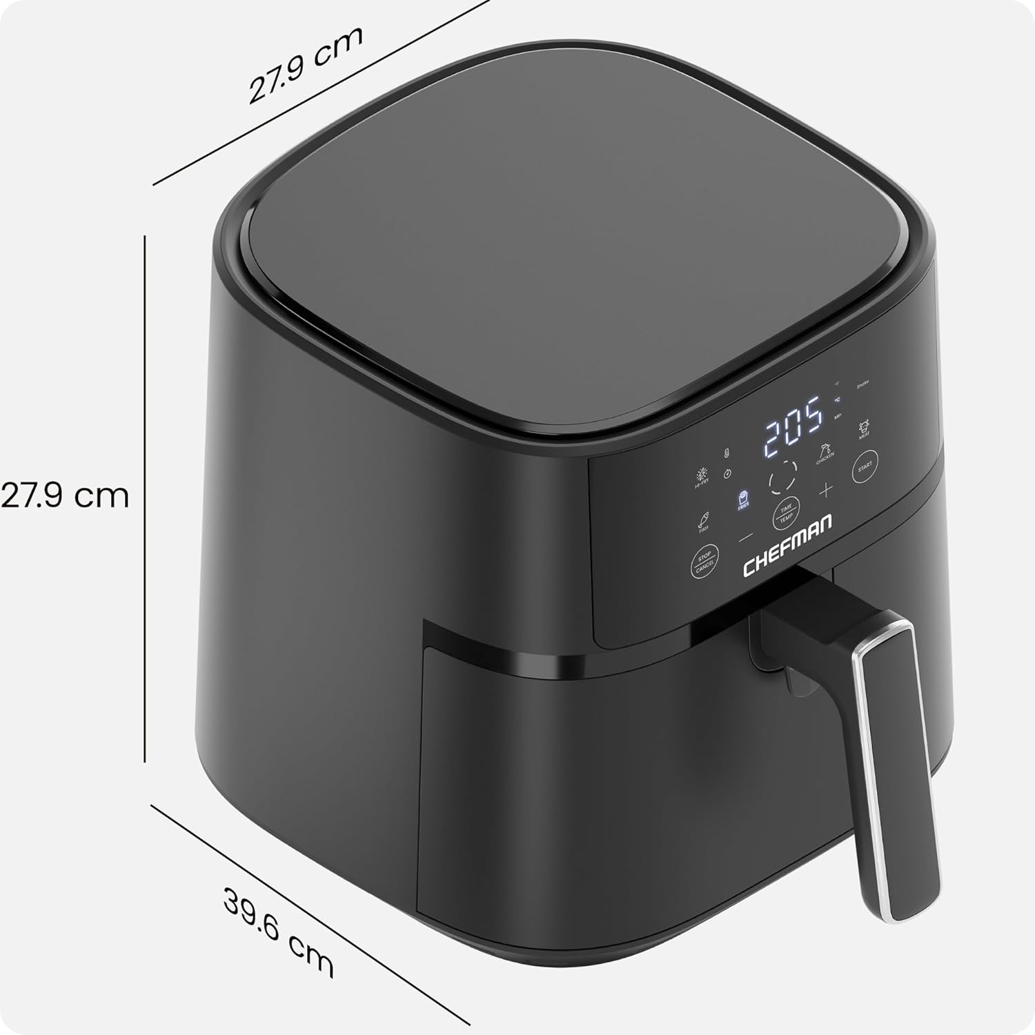 Chefman 5,7 l Heißluftfritteuse, schnell und einfach, kompakte Heißluftfritteuse mit Hi-Fry-Technologie, Touch-Bedienung mit 4 Voreinstellungen, antihaftbeschichtet und spülmaschinenfest – Schwarz – Bild 7