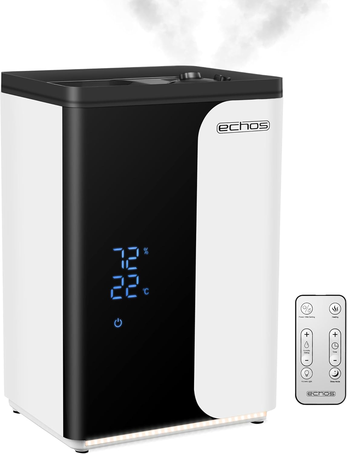 Ultraschall-Luftbefeuchter, 5 Liter, WiFi, Smart Life, App, Fernbedienung, Luftreiniger, Luftreiniger, integriertes Hygrometer, LED-Touch-Display, 12-Stunden-Timer, Nachtmodus, Warm- oder Kaltfunktion, HEPA-Filter