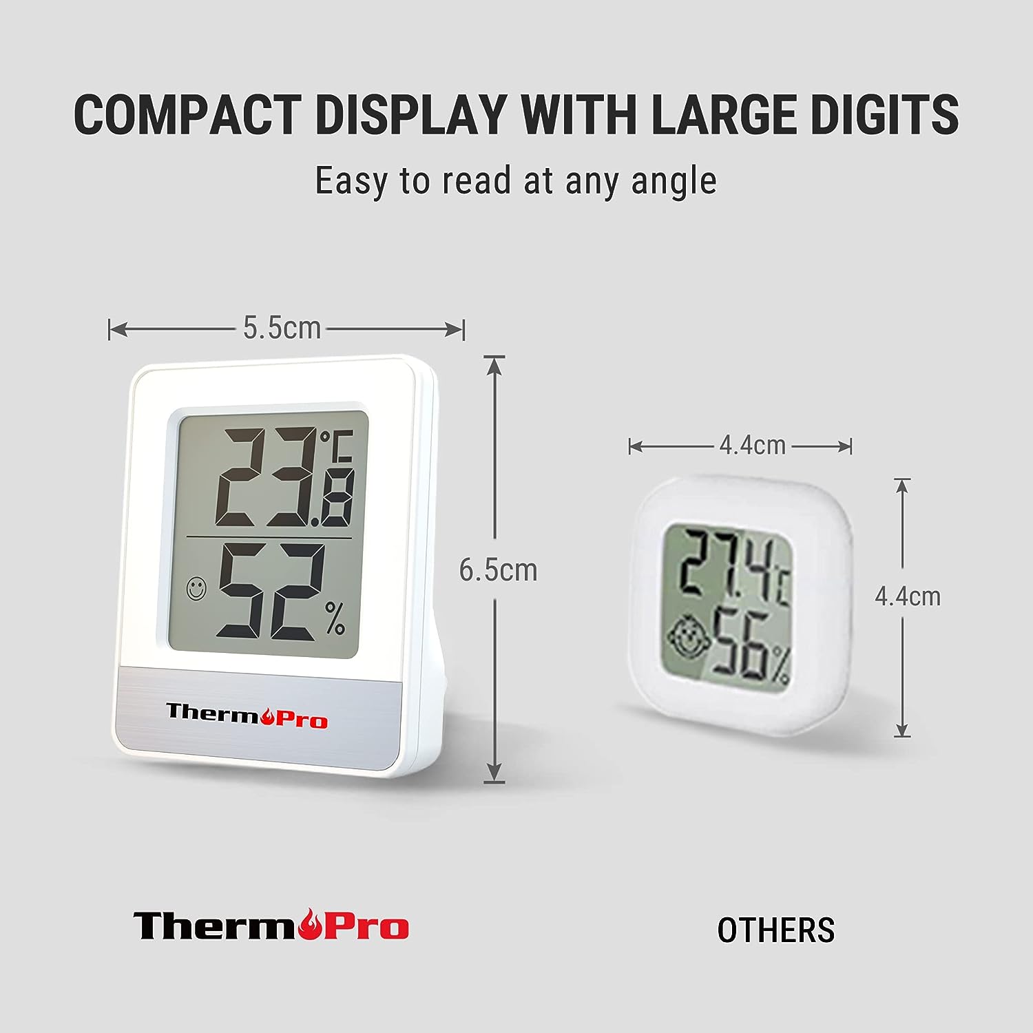 ThermoPro TP49W-3 Digitales Mini-Thermo-Hygrometer-Thermometer, Raumthermometer für den Innenbereich, 3 Temperatur- und Luftfeuchtigkeitsmessgeräte mit Smiley-Anzeige – Bild 2