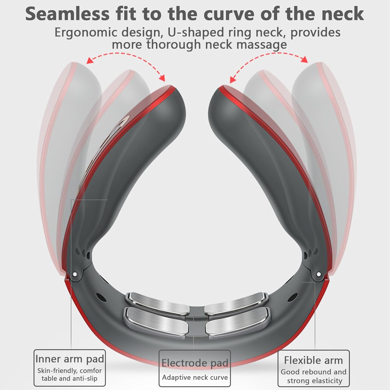 Neurotex Neck, 11-in-1 Nackenlösung, EMS Elektrisches Nackenmassagegerät mit Wärme, elektrische Impulse gegen Schmerzen & Verspannungen, 6 Modi, 9 Intensitätsstufen, für Büro Zuhause (Rot) – Bild 4