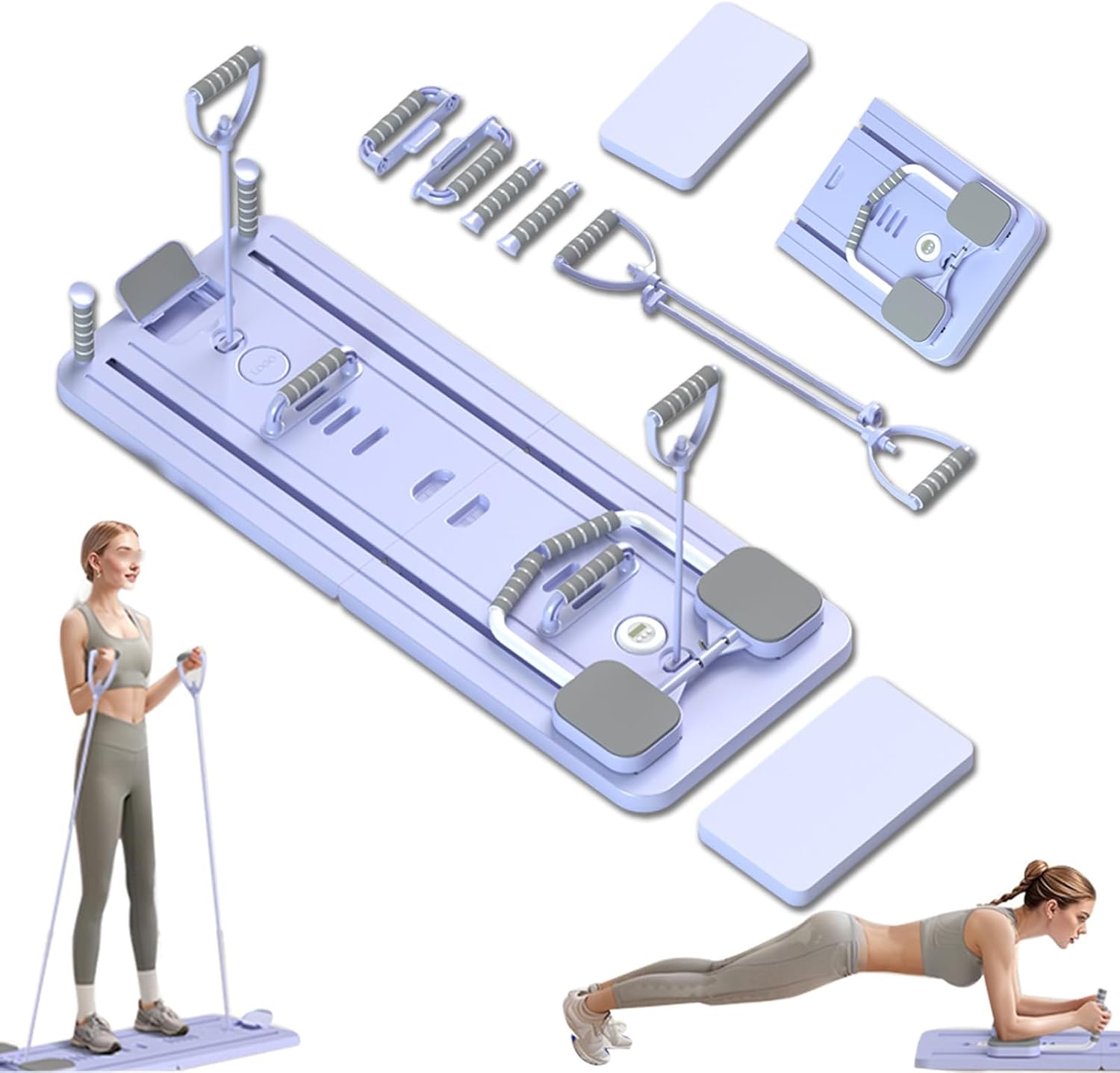 Pilates Board 2025 Upgrade – faltbarer Ganzkörpertrainer mit automatischem Rückprall, Knieschonern und multifunktionalem Bauchtrainer, robuste Heimstudio-Trainingsausrüstung im Freien, Unisex