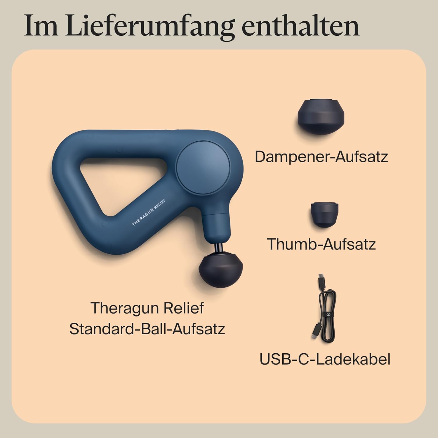 TheraGun Relief Handmassagegerät – einfach, bequem, leicht, zur täglichen Schmerzlinderung in Nacken, Rücken, Bein, Schulter und Körper (Marineblau) – Bild 7