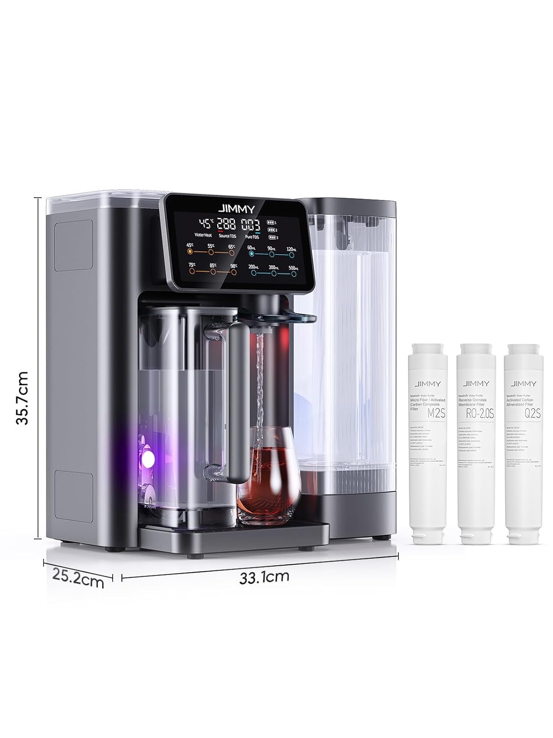Jimmy R9 Osmosesystem-Trinkwasser-Arbeitsplatte, Umkehrosmosesystem-Wasserfilter, mit Heißwasserspender, 7-Stufen-Filterung von Umkehrosmose und Mineralien, UV, 3S-Heizung, 7 Temperaturoptionen, Echtzeit-TDS-Monitor – Bild 9