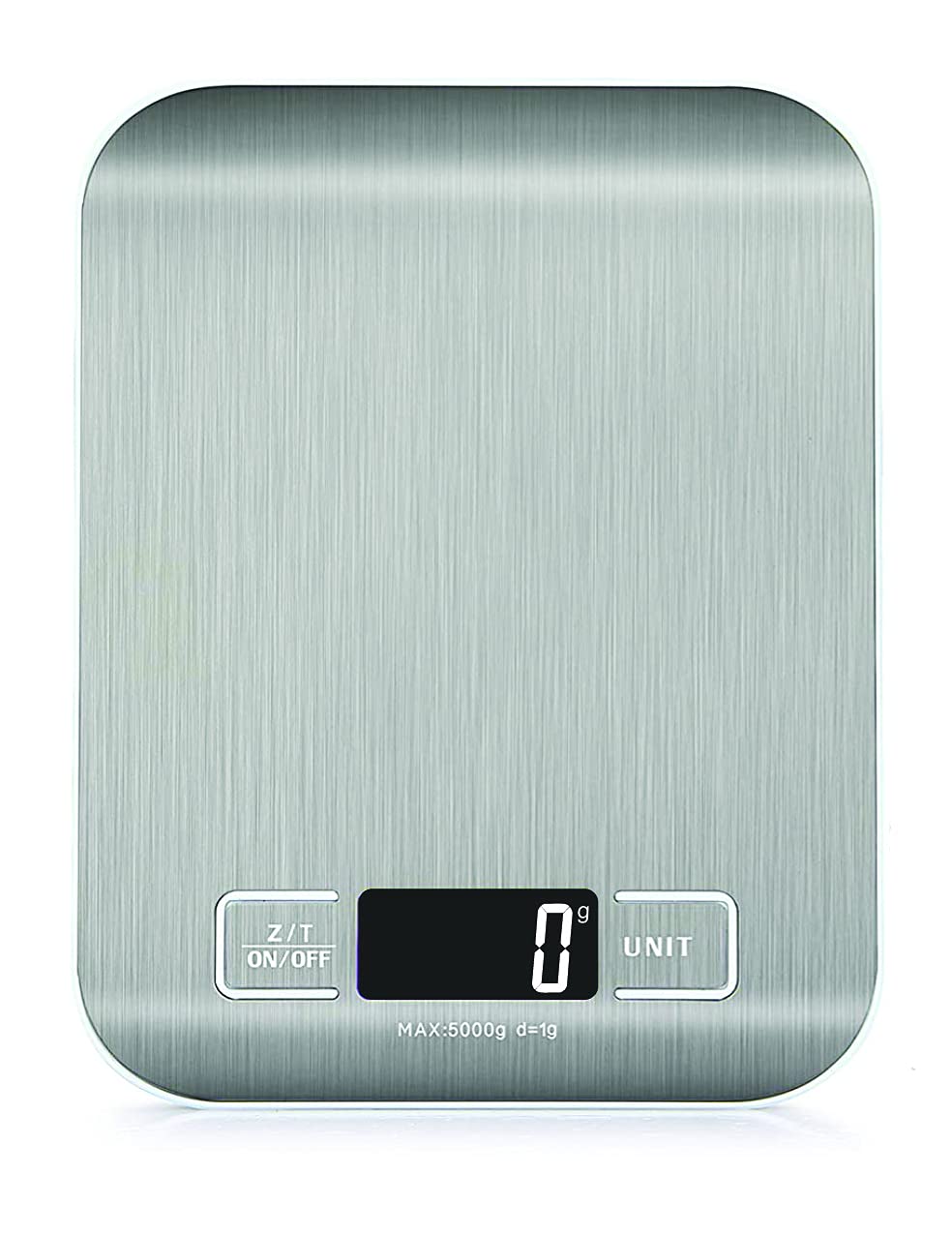 HomeFashion Digitale Küchenwaage, 5 kg, 1 g, 11 lb, Edelstahlplattform, LED-Anzeige, Präzisions-Lebensmittelwaage für Küche, Kochen, Backen, Zuhause und Büro