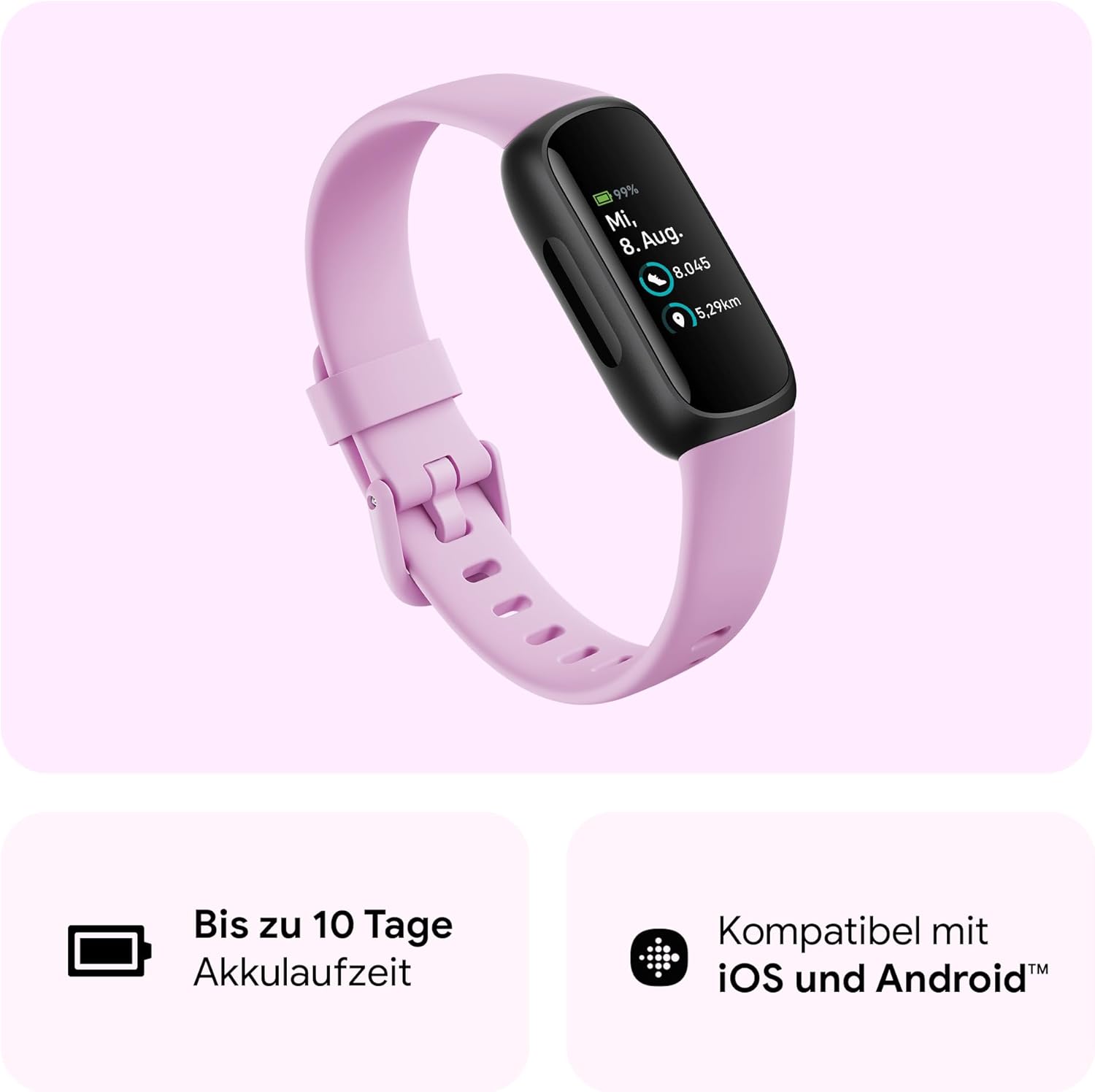 Fitbit Inspire 3 von Google, Gesundheits- und Fitness-Tracker Damen/Herren, Herzfrequenzmesser, Stressmanagement, Schlafanalyse & bis zu 10 Tage Akkulaufzeit, Fitnessuhr kompatibel mit Android/iOS – Bild 3