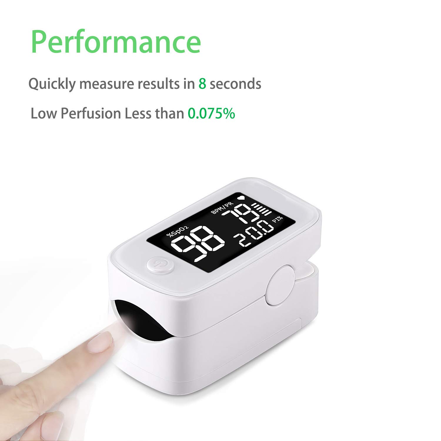 Maclean PR-870 Pulsoximeter Fingerpulsoximeter mit 1,5-Zoll-HD-LED-Display Sauerstoffsättigungsmessgerät SpO2 – Bild 5