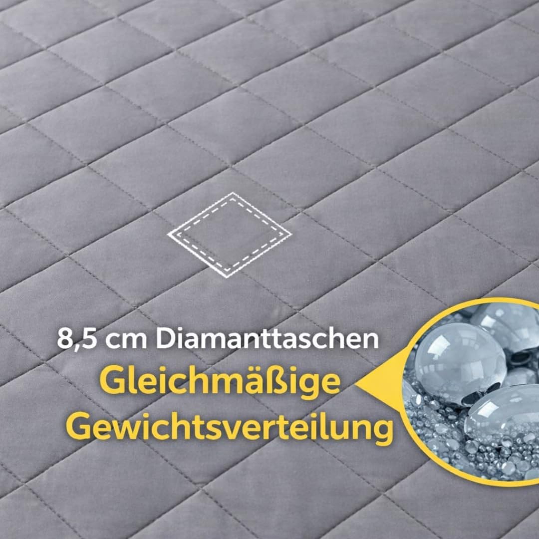 Gewichtsdecke (5 kg-8 kg) – 200 x 135 cm Therapiedecke mit Glasperlen – Sommer- & Winterseite – Öko-Tex-zertifiziert – inklusive Tasche (5 kg) – Bild 5