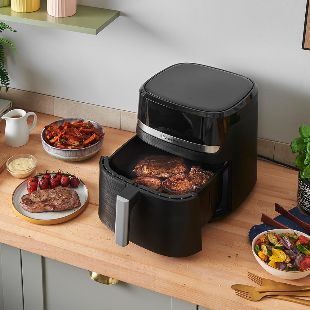 Russell Hobbs SatisFry 27632-56 Heißluftfritteuse XXL, 8,3 l, kompaktes Gehäuse, sehr leise, Pizza-Durchmesser 26 cm (9 Programme, spülmaschinenfest, Fritteuse ohne Öl, Touchscreen, Grillen, Backen) – Bild 3