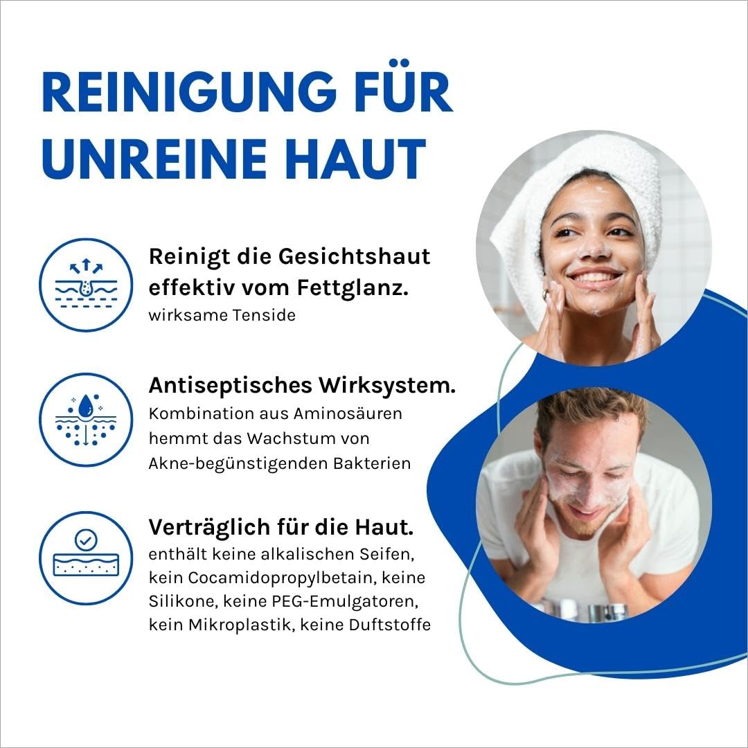 benevi hydroderm Gesichtsreiniger 125 ml für unreine und zu Akne neigende Haut, auch begleitend zur Aknetherapie, reinigt sanft und beseitigt gleichzeitig effektiv störenden Fettglanz – Bild 2