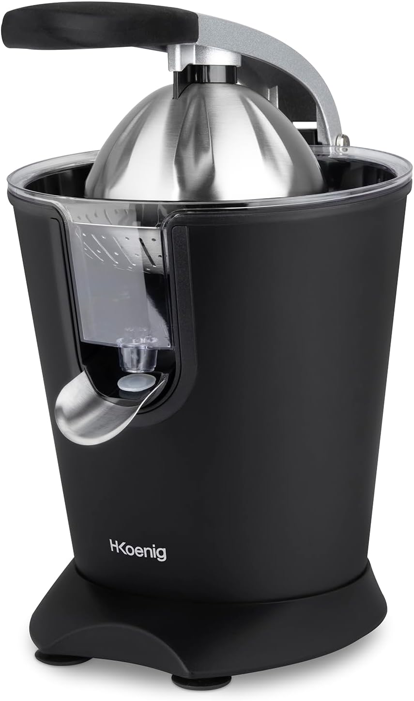 H.Koenig Elektrische Zitruspresse AGR82 BPA-frei, Orangen-, Zitronen-, Grapefruitsaft, schnell, automatisch, leise, leistungsstark, 160 W, Tropfstopp, spülmaschinenfest, schwarz – Bild 7