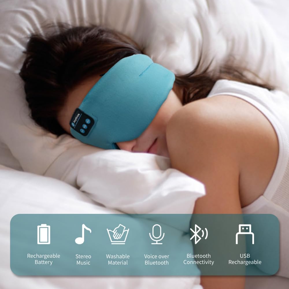 Joythink Schlafmaske aus Seide mit Bluetooth-Kopfhörern zum Schlafen und Reisen, verstellbare Augenmaske mit dünnem Lautsprecher für Kinder und Jugendliche – Bild 3