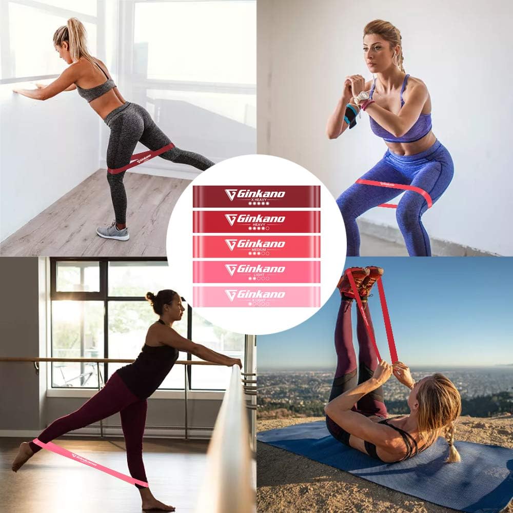 5er-Set Fitnessbänder Widerstandsbänder,Fitnessband mit Bungsanleitung auf Deutsch & Tragebeutel Resistance Bands Gymnastikband aus Latex Für Muskelaufbau Pilates Yoga – Bild 4