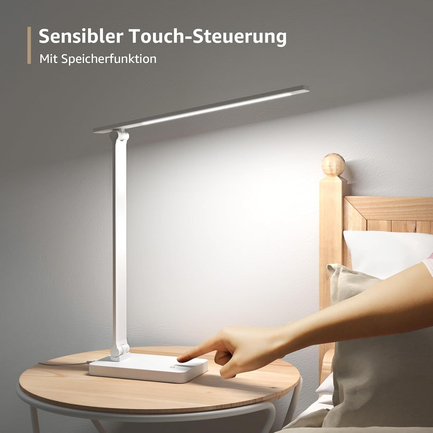 Lepro Schreibtischlampe, LED-Tischlampe, dimmbar, Nachttischlampe, 800 lm, 3 Farben und 5 Helligkeitsstufen, Tageslichtlampe, Augenschutz, Tischlampe, Schreibtischlampe für Kinder, Büro, Weiß – Bild 4