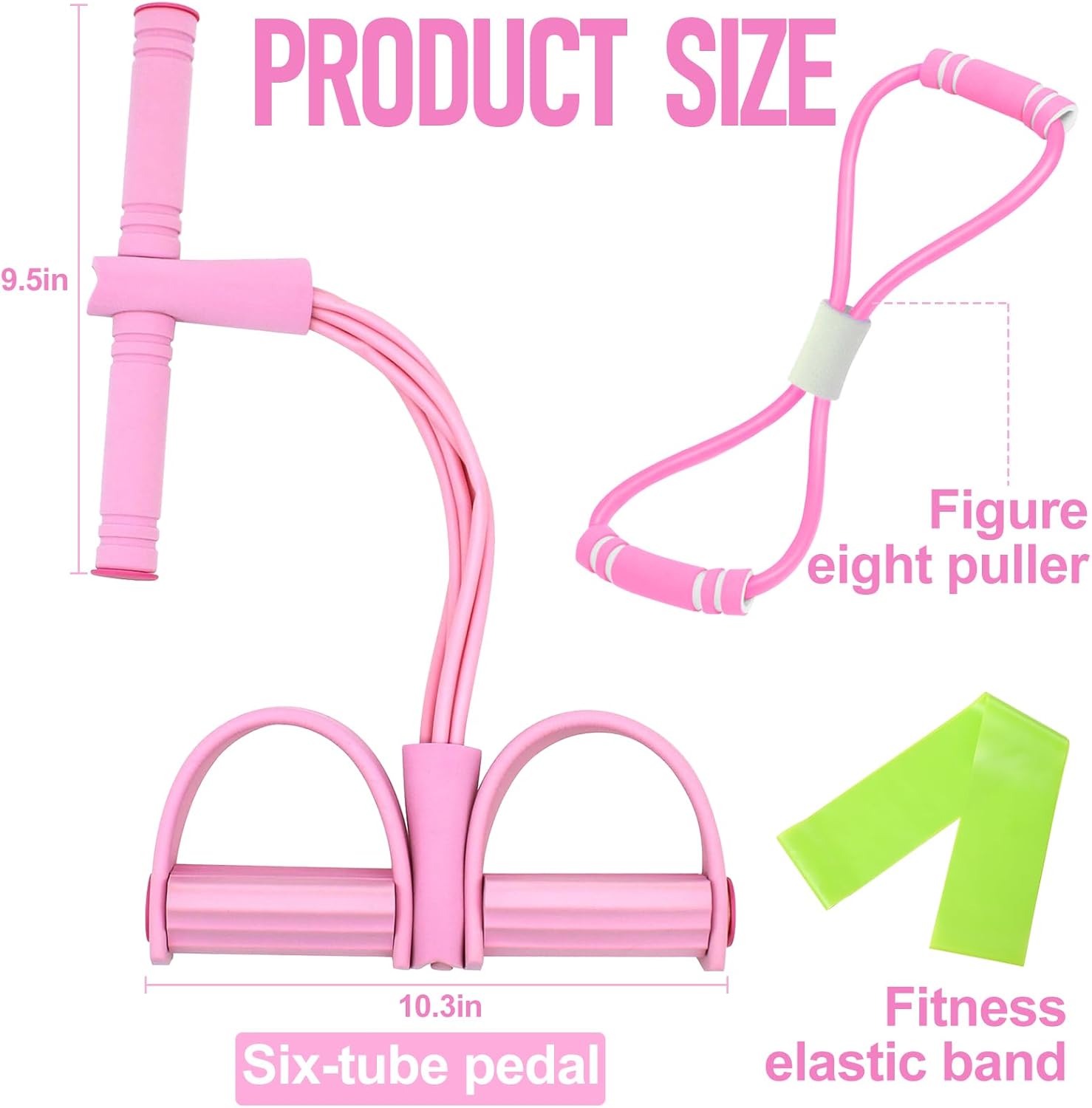 Pedal-Widerstandsband mit 8-förmigem Widerstandsband und Fitnessbändern, 6-Röhren-Gummi-elastisches Zugseil, Fitness-Übungsbänder, sicher und ungiftig – Bild 2
