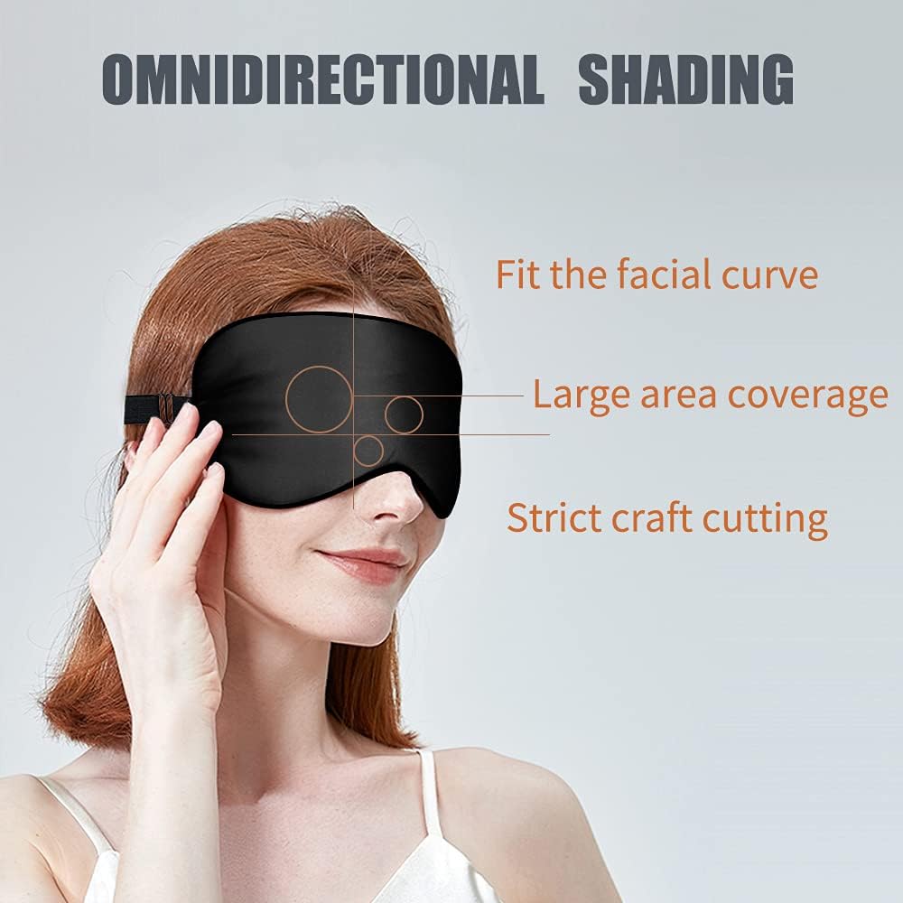 OLESILK Set mit 2 verstellbaren Schlafmasken aus Seide, Augenmaske aus 100 % Maulbeerseide zum Schlafen für Männer und Frauen, Unisex-Set für Zuhause oder auf Reisen, Schwarz + Schwarz – Bild 2