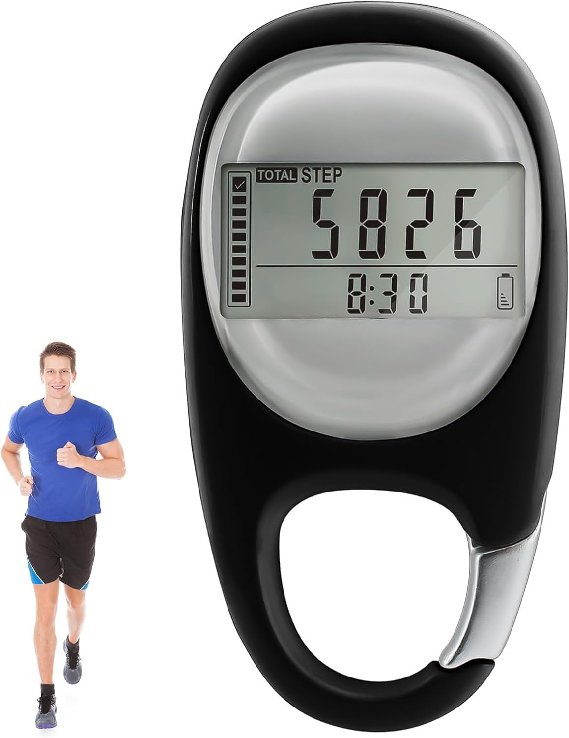Schrittzähler – 3D-Schrittzähler mit Clip-Uhr, Senioren-Schrittzähler ohne App und Handy zum Gehen, Laufen, Sport für Kinder, Männer, Frauen