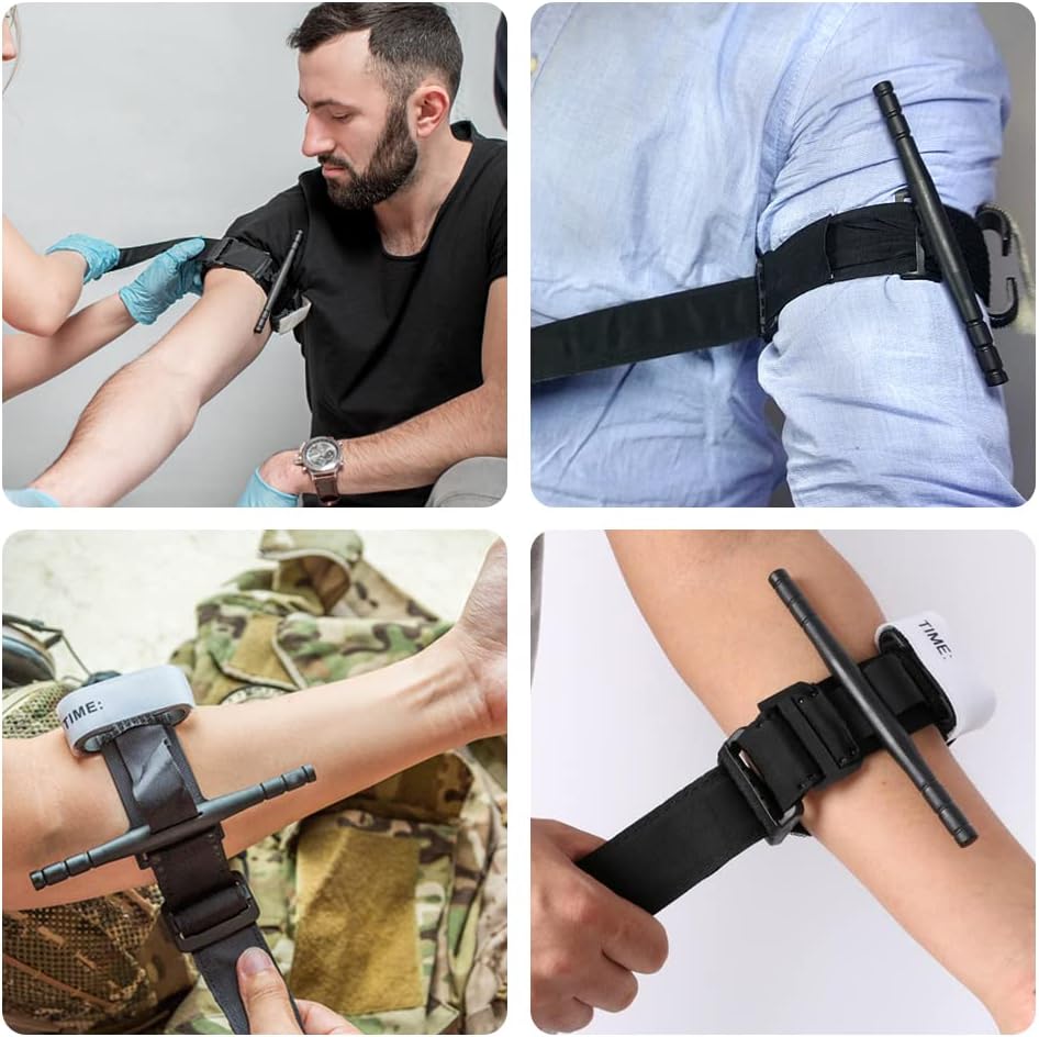 2 x taktische Tourniquets + 2 x israelischer Verband. 6-Zoll-Notfallverband mit Vakuumpackung für einhändige Bedienung von blutstillendem, Notfall-Erste-Hilfe-Verband für Wandern, Bergsteigen, Sport, Camping – Bild 5