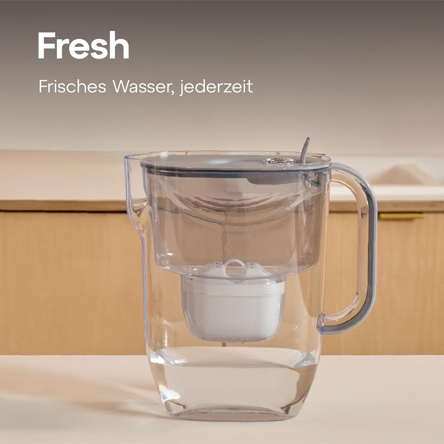AQUAPHOR Frischwasserfilterkanne 3,2 L – Filterkanne mit 3 Maxfor+ Kartuschen – Trinkwasserfilter reduziert Kalk & Chlor – Für Kaffee, Tee & Trinkwasser – Grau – Bild 8