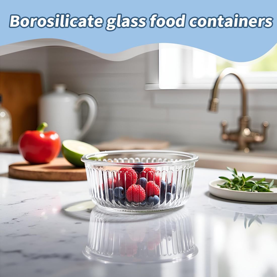 H.JSS WDJS 4 Stück kleine runde Meal-Prep-Boxen aus Glas, runde Glasbehälter mit Deckel, BPA-frei, kleine Meal-Prep-Gläser für Mikrowelle, Gefrierschrank und Spülmaschine, ideal für Suppe, Mittagessen (weiß-370 ml) – Bild 8