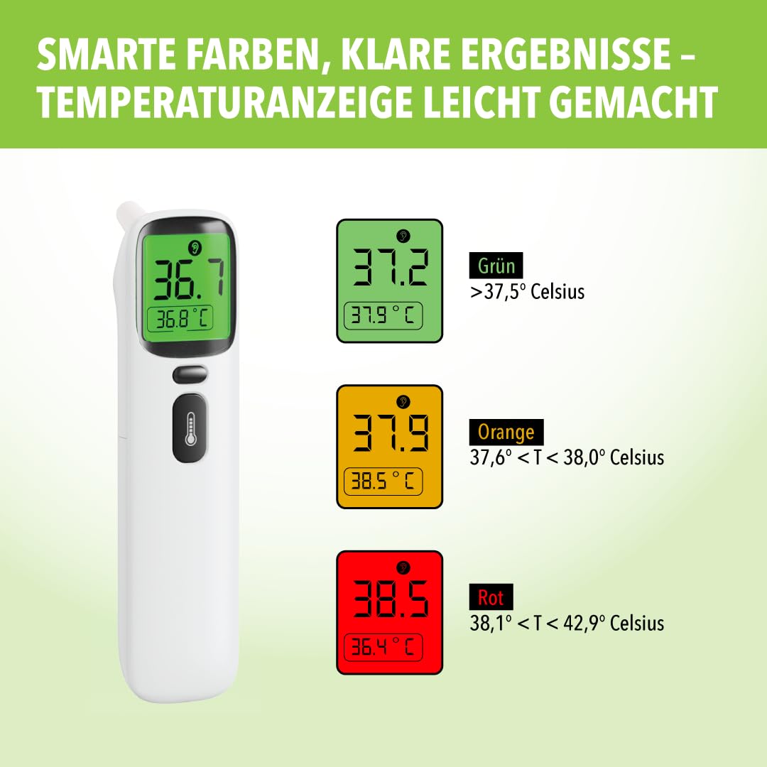 Digitales Fieberthermometer für Babys, Kinder und Erwachsene, Infrarot-Thermometer zur Fiebermessung, Fieberalarm, Stirnthermometer berührungslos, Fiebermessgerät vielseitig einsetzbar – Bild 7