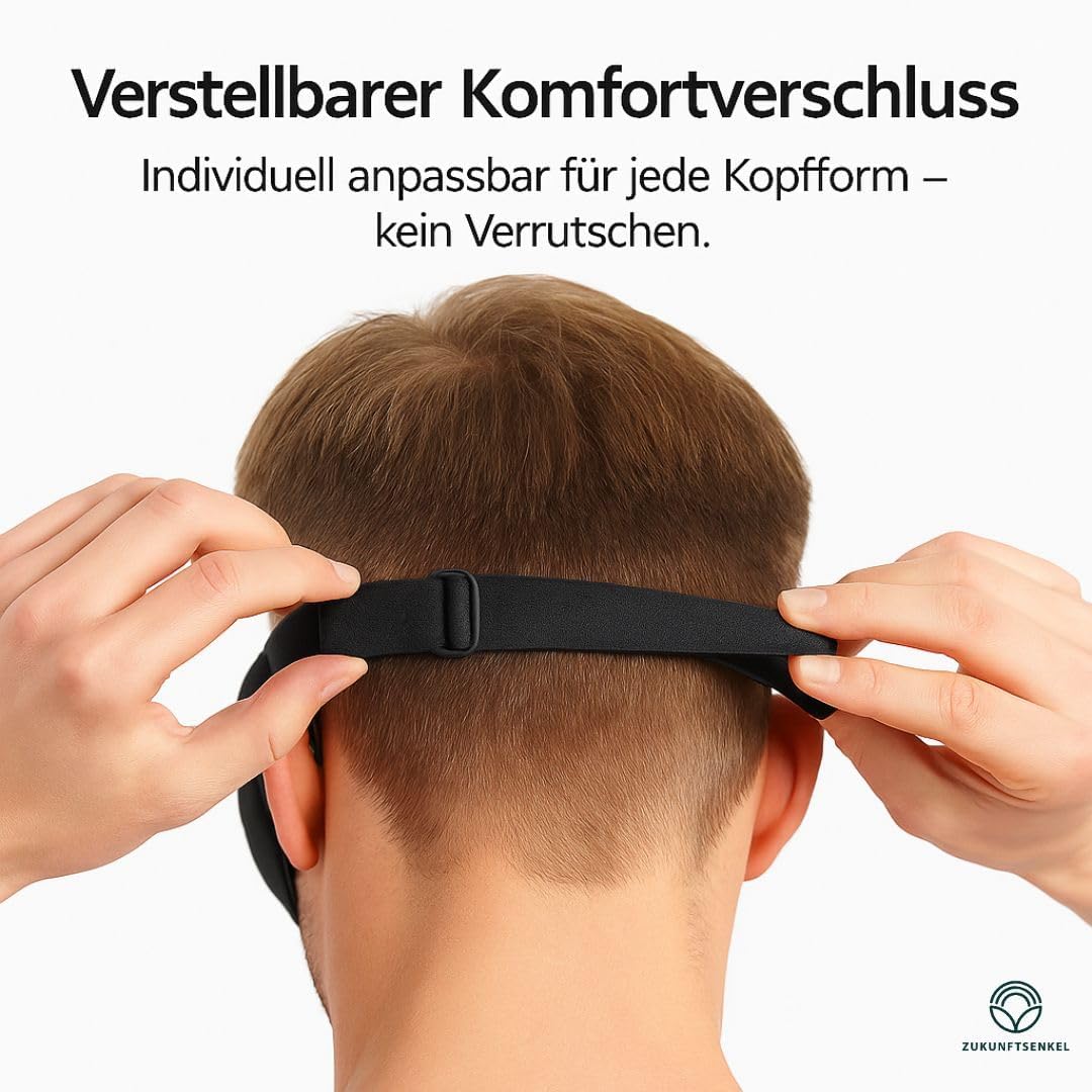 3D-Schlafmaske, lichtblockierende Schlafmaske für Damen und Herren, für Seitenschläfer, bequeme Augenmaske mit Augenraum, Schlafmaske, Baumwolle, verstellbar, Reisen, Festival, Camping (schwarz, 1er-Set) – Bild 4