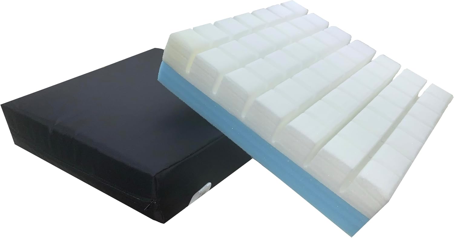 Anti-Dekubitus-Kissen mit Schlitzen für Rollstühle – orthopädisches Kissen für Steißbein und Lendenwirbelsäule mit wasserdichtem Bezug, Schaumstofffüllung (viskoelastisch + HR-Schaum)