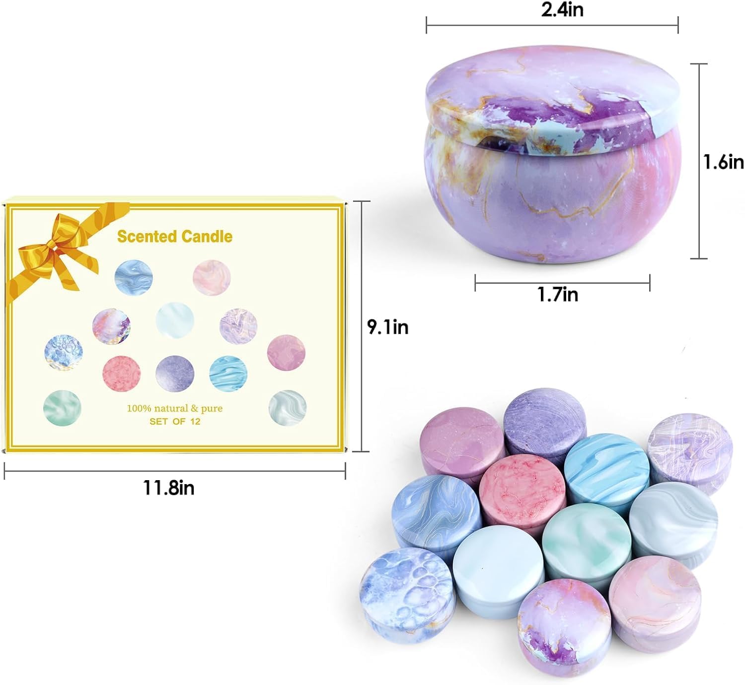 Duftkerzen-Geschenkset, 12 Stück Duftkerzen für Zuhause, 320 Stunden lange Brenndauer, Sojawachs-Aromatherapie-Kerzen-Set, Geburtstagsgeschenke für Frauen mit Geschenkbox, Weihnachtsgeschenke – Bild 8