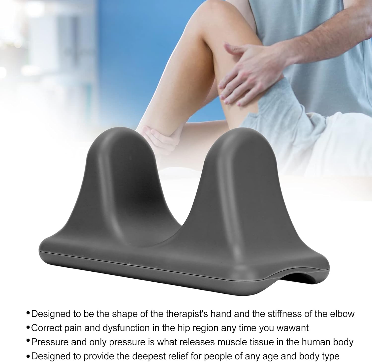 Psoas-Muskel-Massagegerät, Psoas-Muskel-Release- und Tiefengewebe-Massagegerät, Hüftbeuge-Release-Tool, Muskelspannung, für Kniesehne, Oberschenkel, Rücken, Wade, Grau – Bild 4