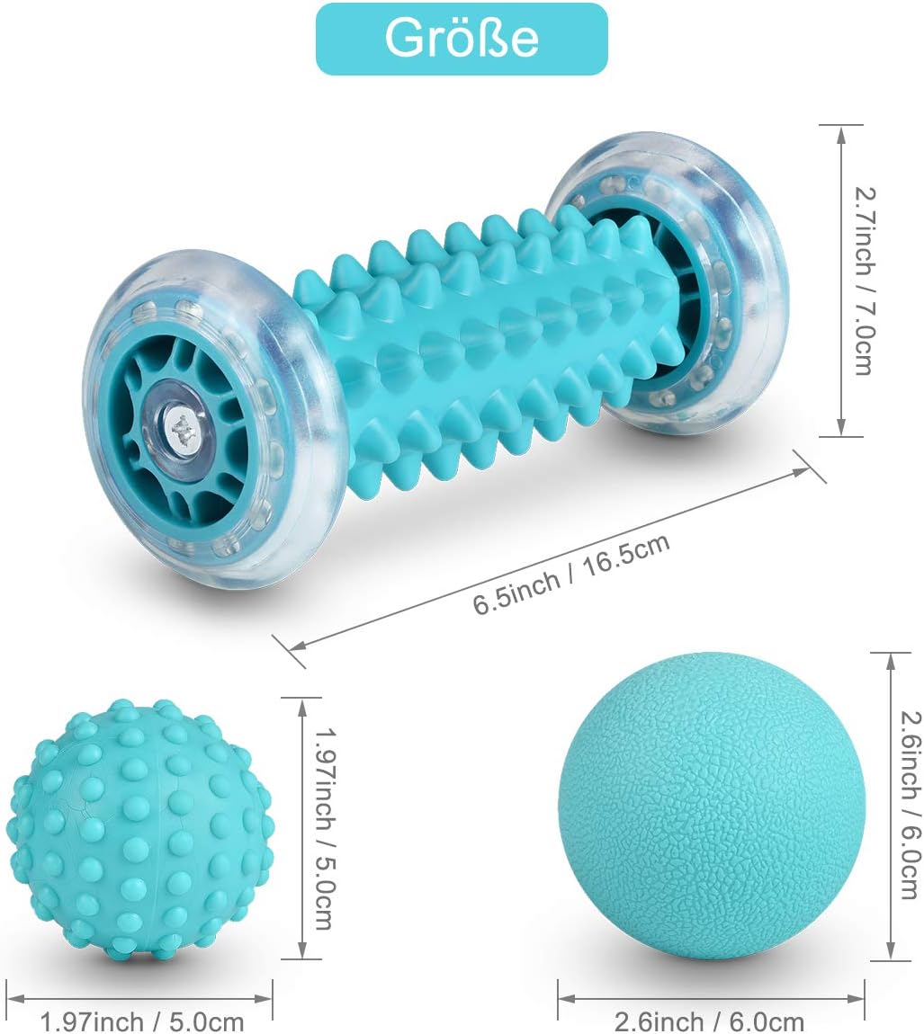 BOENFU Igelball Fußmassageball 3er Set Fußmassageroller Faszienball für Füße, Innovativer Fußmassageroller Fußigelball zur Linderung von Muskelkater – Bild 7