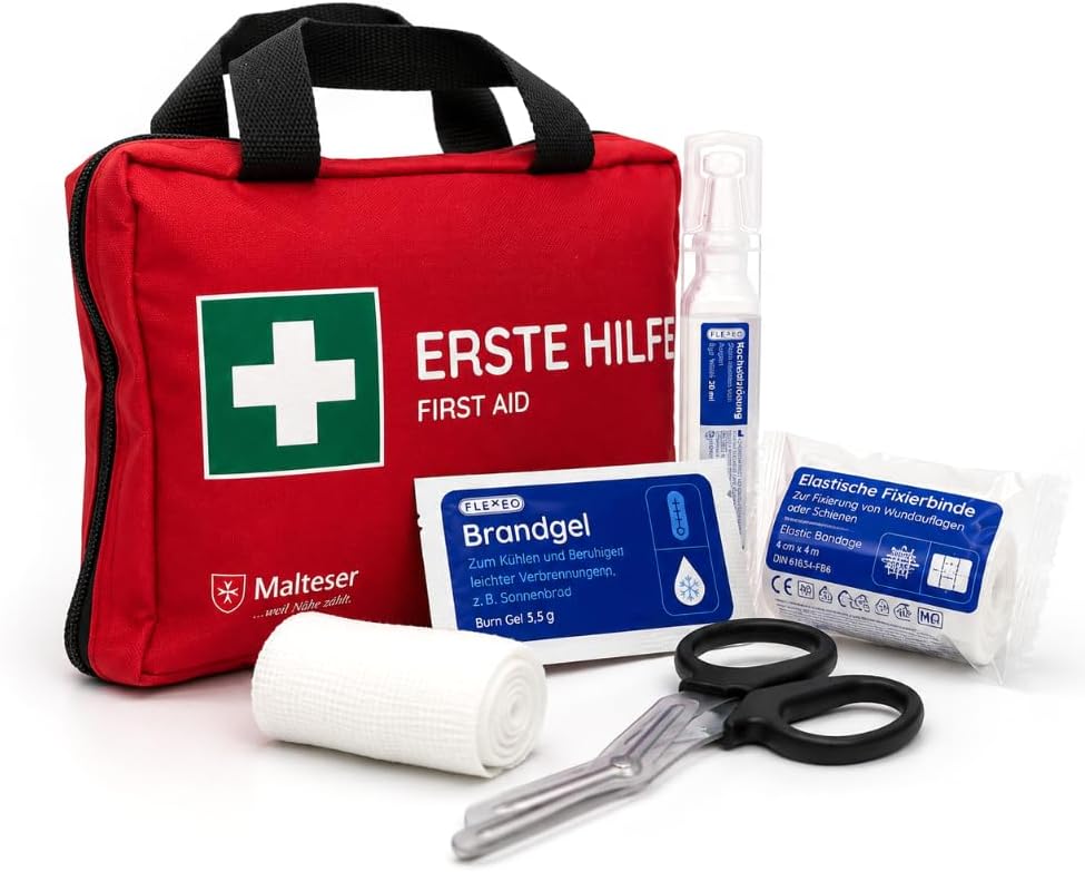 FLEXEO Erste-Hilfe-Set „Familie“ | 130-teilige Tragetasche | für Familien und Zuhause | inkl. Brandgel, Wundnahtstreifen und Augenspülung | Ideal als Hausapotheke, Vorsorge, für Haushalt mit Kindern