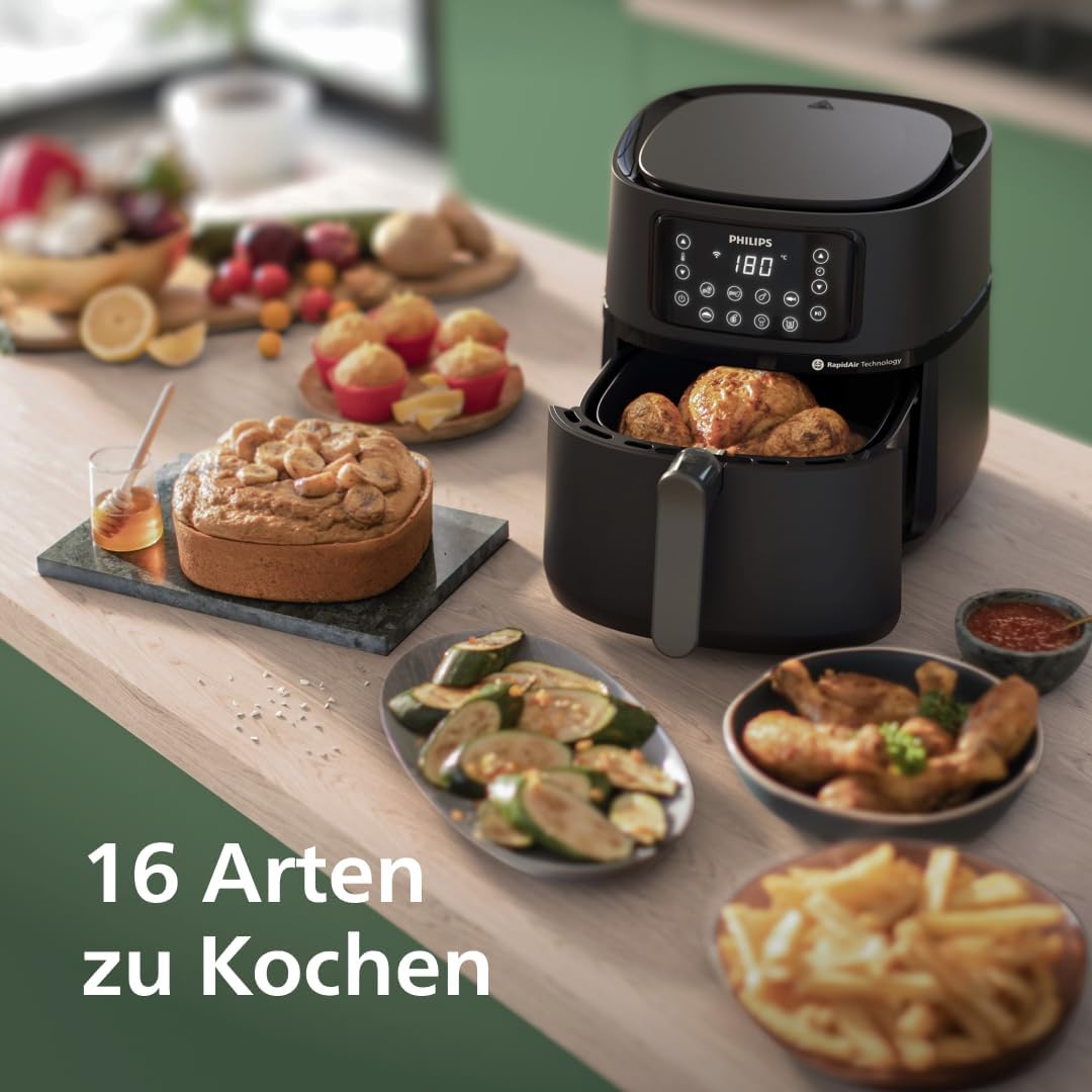 Philips 5000 Series Heißluftfritteuse XXL, 7,2 l (1,4 kg), 16-in-1, WLAN-Verbindung, 90 % weniger Fett mit Rapid Air-Technologie, Rezepte-App (HD9285/90) – Bild 5