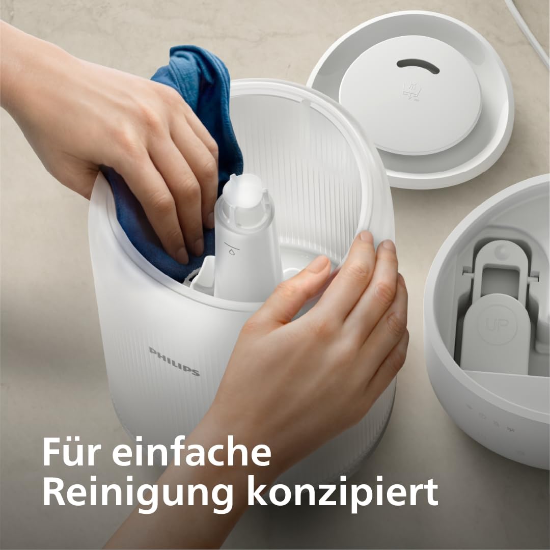 Philips Smart Luftbefeuchter – kompakt und dennoch leistungsstark mit himmelhohem Nebel, Aromatherapie, leise mit Schlaffunktion und Nachtlicht, für (Schlaf-)Räume bis zu 38 m² (HU1509/00) – Bild 8