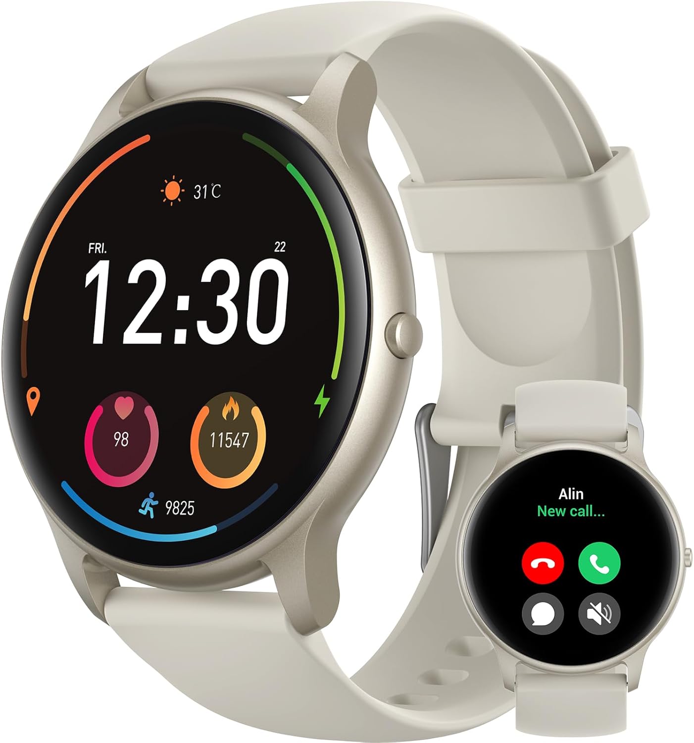 Parsonver Smartwatch für Damen und Herren mit Bluetooth-Anrufen, leichte Sportuhr rund mit über 100 Sportmodi, Schrittzähler, IP68 wasserdicht, Smartwatch mit Herzfrequenz-Schlafmonitor, Sternsilber, SPROD1