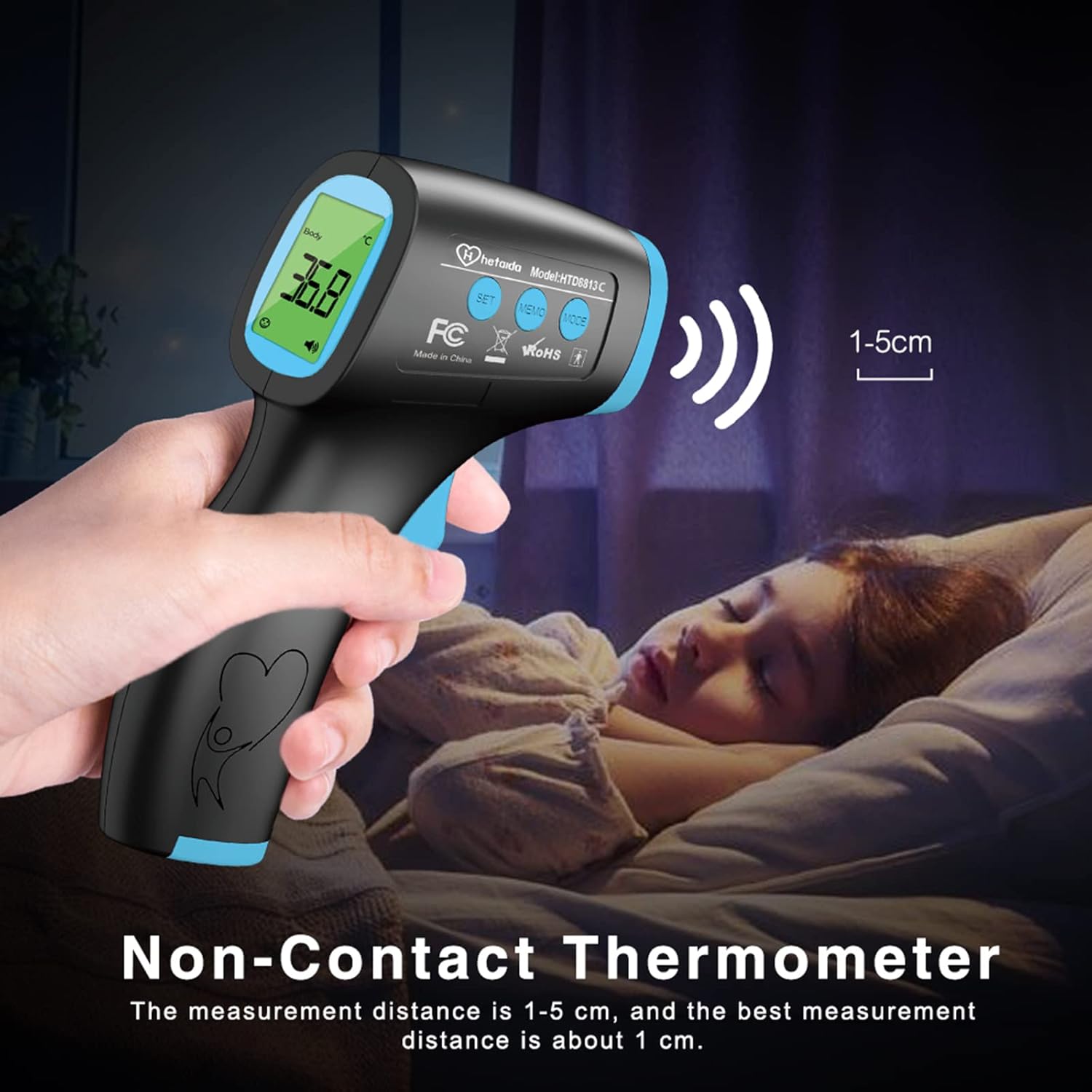 Fieberthermometer, kontaktloses Infrarot-Stirnthermometer für Babys und Erwachsene, digitales Fieberthermometer mit sofortigen und genauen Messwerten, Fieberalarm, 50-Speicherfunktion – Bild 8