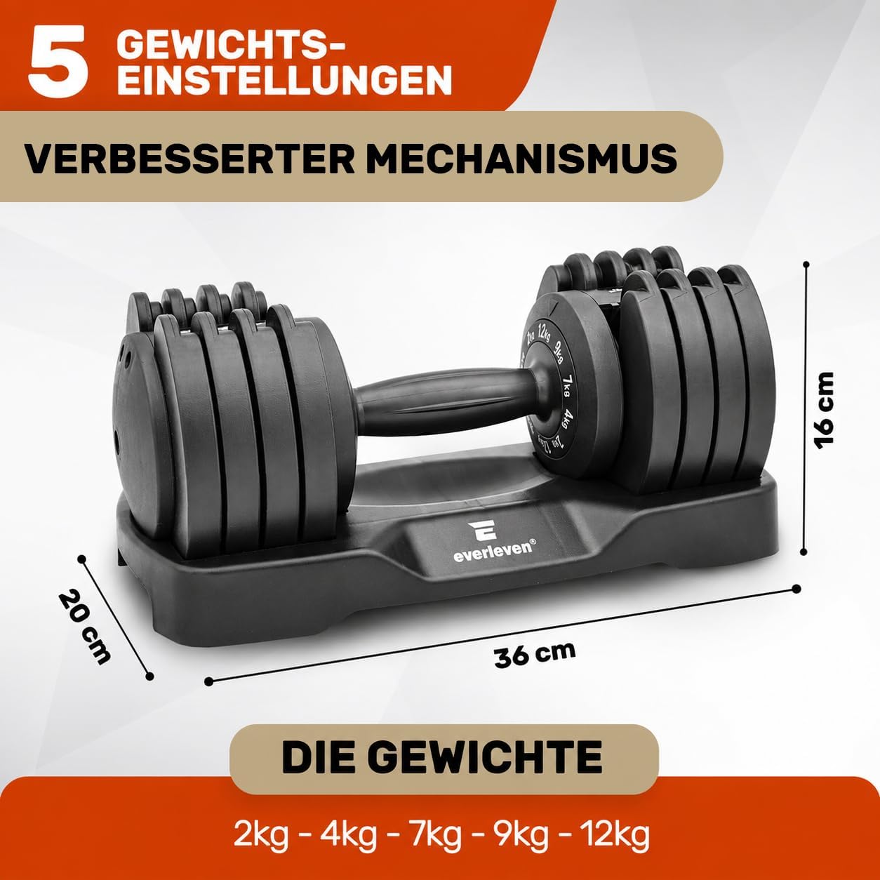 Verstellbares Hantelset, 12 kg, 18 kg, 24 kg, 40 kg, 15 Gewichtseinstellungen, Einzelhantel, verstellbare Hantel, verstellbare und platzsparende (Fix Lock) Gewichte für Heim-Fitnessstudio, Krafttraining – Bild 5