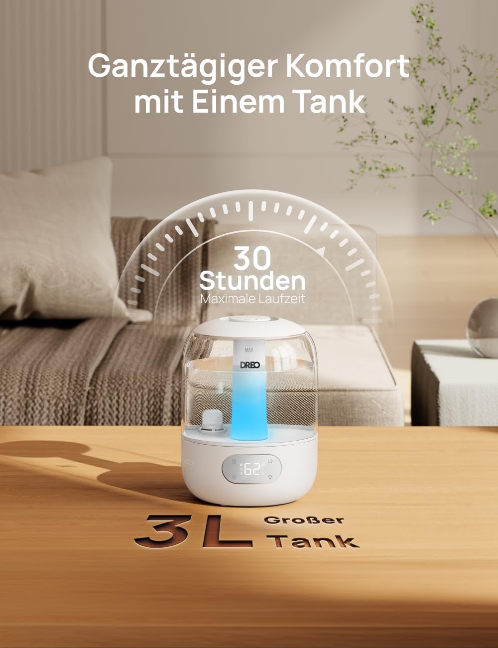 DREO Luftbefeuchter für Schlafzimmer, Luftbefeuchter mit kühlem Nebel für Zuhause und große Räume, leiser Luftbefeuchter für Babys, Nachtlicht, ätherischer Diffusor, schneller Ultraschall-Luftbefeuchter – Bild 6