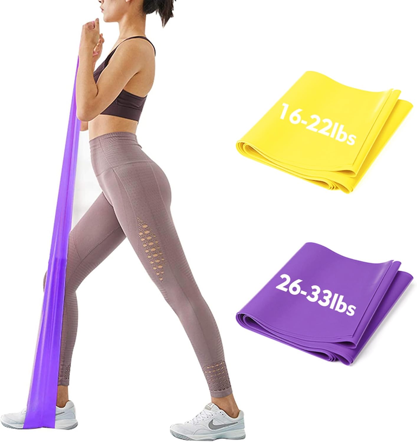 Fitnessband Gymnastikband Fitnessbänder - 2 STÄRKEN 8-10kg/12-15kg Premium Lang 1,8/2 Meter Übungsband Widerstandsbänder für Yoga, Pilates, Crossfit, Rehabilitation
