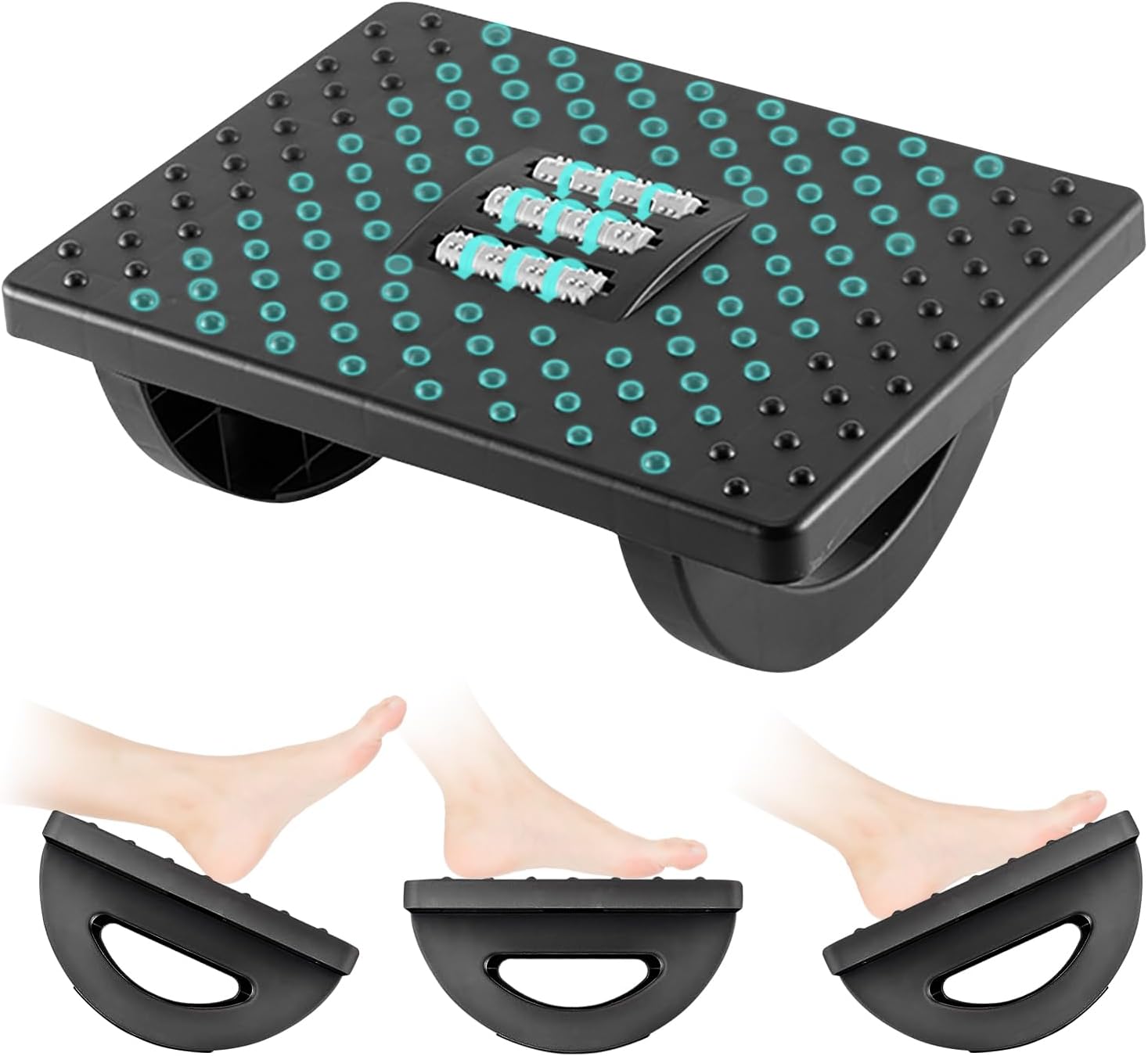 Fußhocker, ergonomischer Fußstützen-Schreibtisch, verstellbare Fußstütze, bequeme Fußstütze, Schreibtisch mit Rollenmassage, Fußstütze, Büro-Fußhocker für Büro, Zuhause (schwarz)