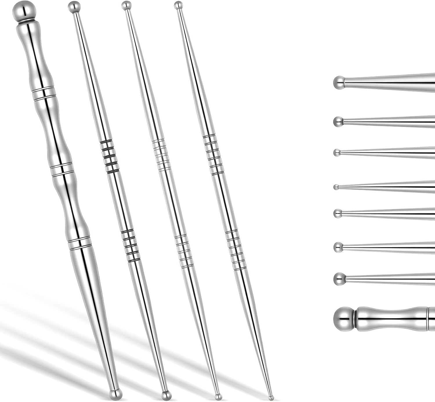 4-teiliges Akupressurstift-Set aus Edelstahl, tragbarer Akupressurstab, Massagegerät, Narbenstift, Narbenstift, Akupressurstift für Akupressur-Tiefengewebemassage, Gesicht und Körper